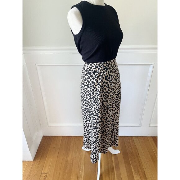 Tori Praver Leopard Print Tie Wrap Midi Skirt S - Picture 3 of 5